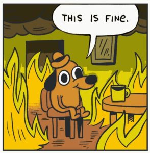 Burnout - "This is fine" meme